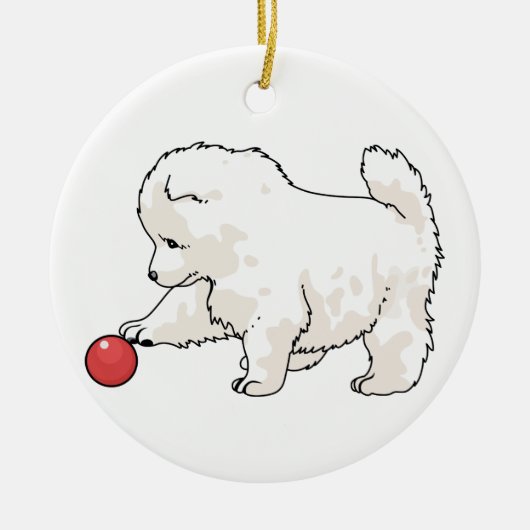 Samoyed Puppy Keramisch Ornament (Voorkant)