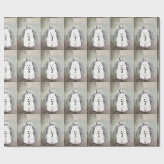 Samoyed Puppy kerstpapier Cadeaupapier (Vlak)