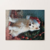 Samoyed Puppy Kerstschilderij Legpuzzel (Horizontaal)
