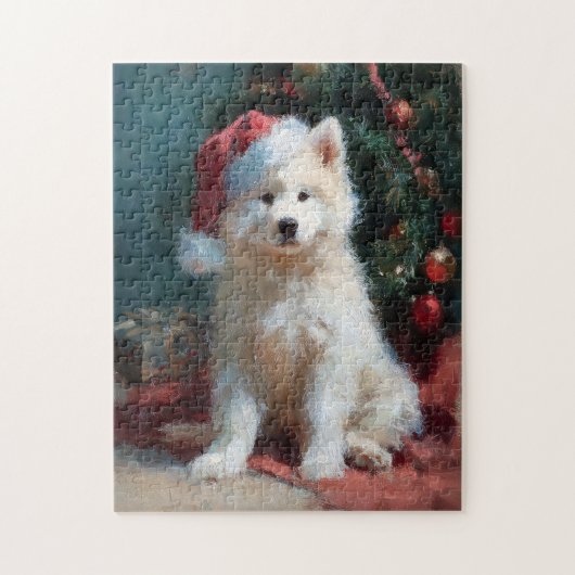 Samoyed Puppy Kerstschilderij Legpuzzel (Verticaal)