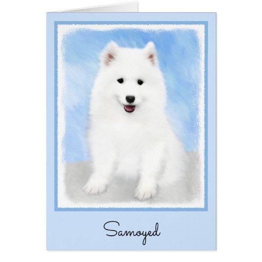 Samoyed Puppy Painting - Cute Original Dog Art (Voorkant)