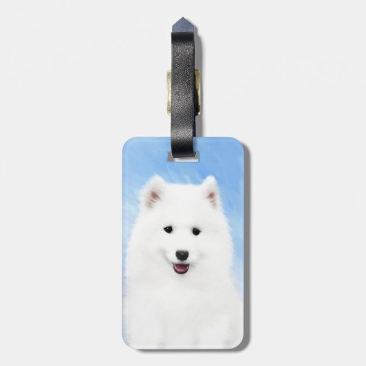 Samoyed Puppy Painting - Cute Original Dog Art Bagagelabel (Achterkant verticaal)