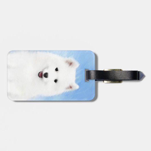 Samoyed Puppy Painting - Cute Original Dog Art Bagagelabel (Achterkant horizontaal)
