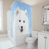 Samoyed Puppy Painting - Cute Original Dog Art Douchegordijn (In situ)
