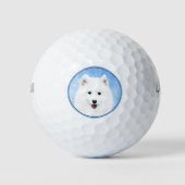 Samoyed Puppy Painting - Cute Original Dog Art Golfballen (Voorkant)