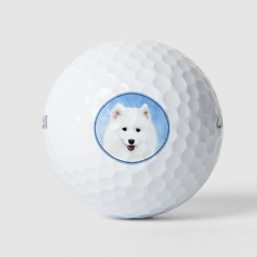 Samoyed Puppy Painting - Cute Original Dog Art Golfballen (Voorkant)