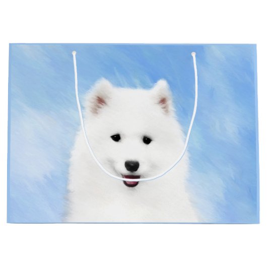 Samoyed Puppy Painting - Cute Original Dog Art Groot Cadeauzakje (Voorkant)