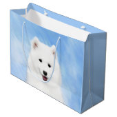 Samoyed Puppy Painting - Cute Original Dog Art Groot Cadeauzakje (Voorkant Gekanteld)