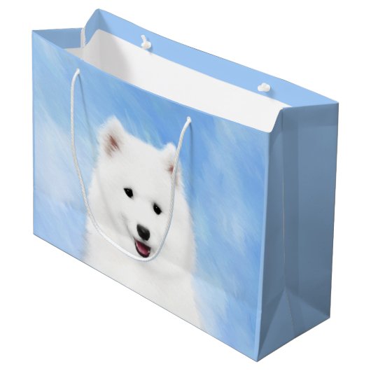 Samoyed Puppy Painting - Cute Original Dog Art Groot Cadeauzakje (Voorkant Gekanteld)