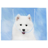 Samoyed Puppy Painting - Cute Original Dog Art Groot Cadeauzakje (Achterkant)