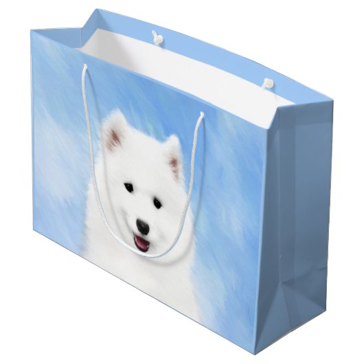 Samoyed Puppy Painting - Cute Original Dog Art Groot Cadeauzakje (Achterkant Gekanteld)