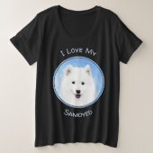 Samoyed Puppy Painting - Cute Original Dog Art Grote Maat T-shirt (Design voorkant)