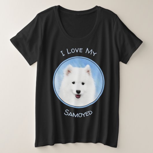 Samoyed Puppy Painting - Cute Original Dog Art Grote Maat T-shirt (Design voorkant)