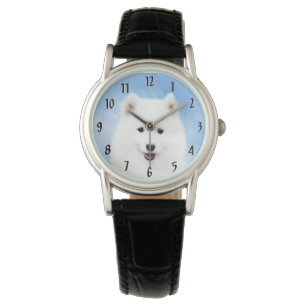 Samoyed Puppy Painting - Cute Original Dog Art Horloge