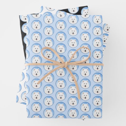 Samoyed Puppy Painting - Cute Original Dog Art Inpakpapier Vel (In situ)