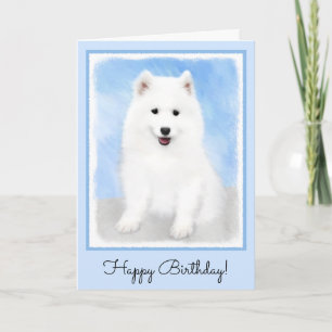 Samoyed Puppy Painting - Cute Original Dog Art Kaart