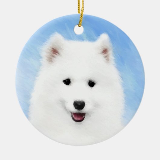 Samoyed Puppy Painting - Cute Original Dog Art Keramisch Ornament (Voorkant)