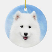 Samoyed Puppy Painting - Cute Original Dog Art Keramisch Ornament (Achterkant)