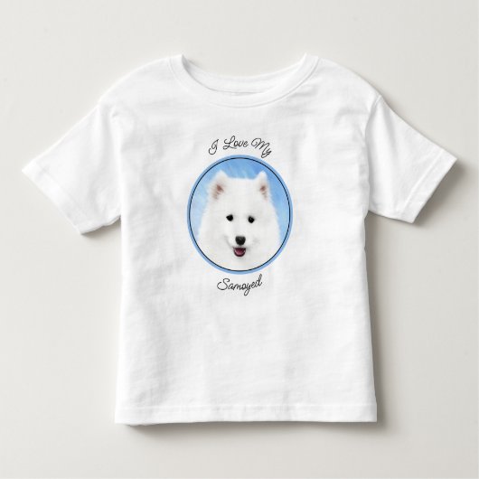 Samoyed Puppy Painting - Cute Original Dog Art Kinder Shirts (Voorkant)