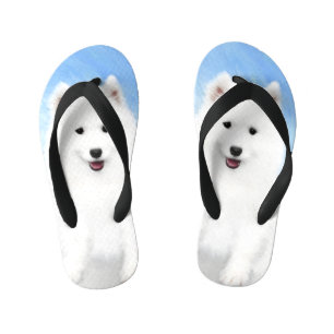 Samoyed Puppy Painting - Cute Original Dog Art Kinder Teenslippers