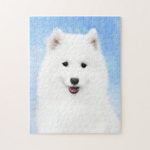 Samoyed Puppy Painting - Cute Original Dog Art Legpuzzel