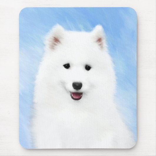 Samoyed Puppy Painting - Cute Original Dog Art Muismat (Voorkant)