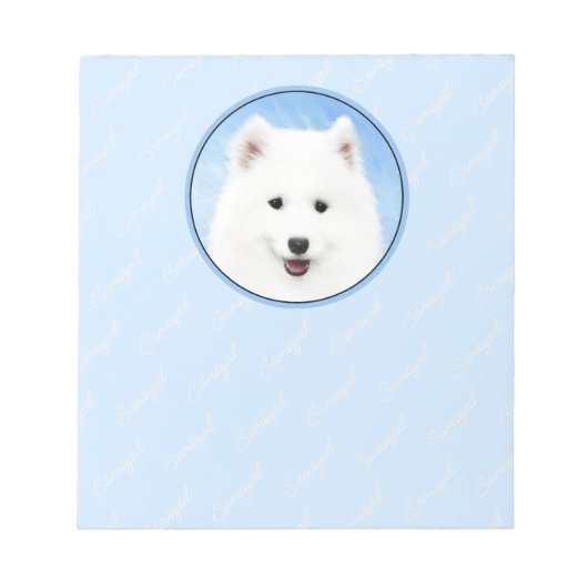 Samoyed Puppy Painting - Cute Original Dog Art Notitieblok (Voorkant)