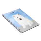 Samoyed Puppy Painting - Cute Original Dog Art Notitieboek (Rechterzijde)