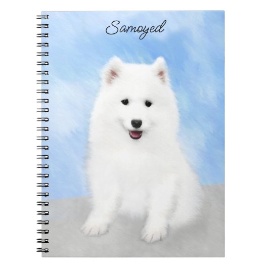 Samoyed Puppy Painting - Cute Original Dog Art Notitieboek (Voorkant)