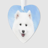 Samoyed Puppy Painting - Cute Original Dog Art Ornament (voorkant)