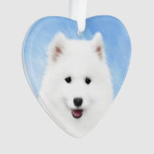 Samoyed Puppy Painting - Cute Original Dog Art Ornament (voorkant)