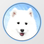 Samoyed Puppy Painting - Cute Original Dog Art Raamsticker (Vel)