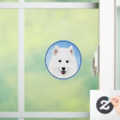 Samoyed Puppy Painting - Cute Original Dog Art Raamsticker (Huis)