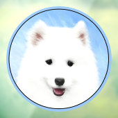Samoyed Puppy Painting - Cute Original Dog Art Raamsticker (Vel 3)