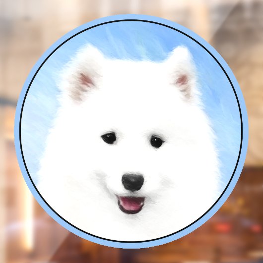 Samoyed Puppy Painting - Cute Original Dog Art Raamsticker (Vel 2)