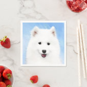 Samoyed Puppy Painting - Cute Original Dog Art Servet (Insitu)