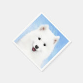 Samoyed Puppy Painting - Cute Original Dog Art Servet (Hoek)