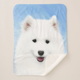 Samoyed Puppy Painting - Cute Original Dog Art Sherpa Deken
