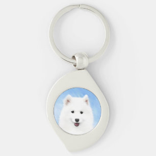 Samoyed Puppy Painting - Cute Original Dog Art Sleutelhanger