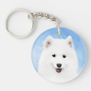 Samoyed Puppy Painting - Cute Original Dog Art Sleutelhanger