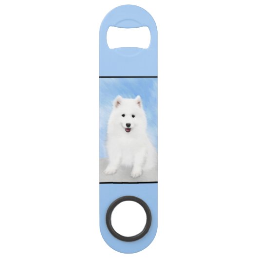 Samoyed Puppy Painting - Cute Original Dog Art Speed Flessenopener (Voorkant)