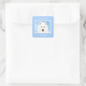 Samoyed Puppy Painting - Cute Original Dog Art Squ Vierkante Sticker (Tas)