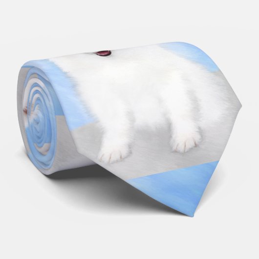 Samoyed Puppy Painting - Cute Original Dog Art Stropdas (Opgerold)