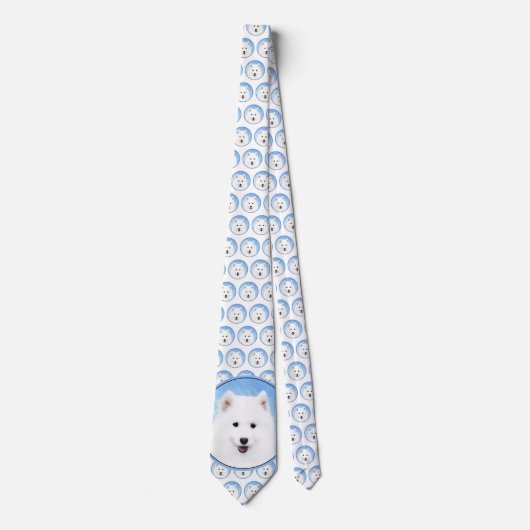 Samoyed Puppy Painting - Cute Original Dog Art Stropdas (Voorkant)