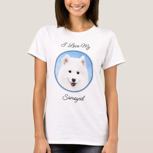 Samoyed Puppy Painting - Cute Original Dog Art T-shirt (Voorkant)