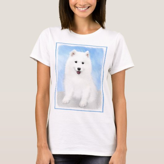 Samoyed Puppy Painting - Cute Original Dog Art T-shirt (Voorkant)