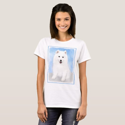 Samoyed Puppy Painting - Cute Original Dog Art T-shirt (Voorkant volledig)