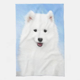 Samoyed Puppy Painting - Cute Original Dog Art Theedoek