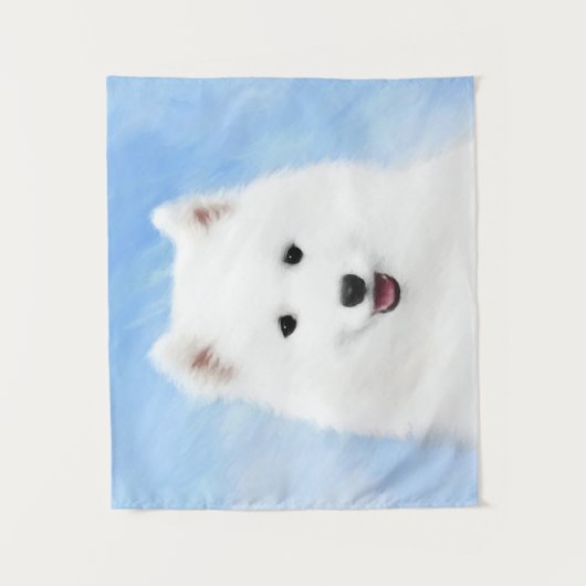 Samoyed Puppy Painting - Cute Original Dog Art Wandkleed (Voorkant)