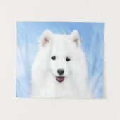 Samoyed Puppy Painting - Cute Original Dog Art Wandkleed (Voorkant (horizontaal))